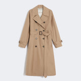 Long trench coat in water-repellent cotton twill