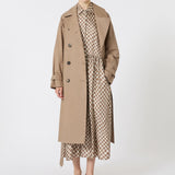 Long trench coat in water-repellent cotton twill