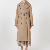 Long trench coat in water-repellent cotton twill