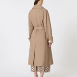 Long trench coat in water-repellent cotton twill