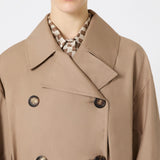 Long trench coat in water-repellent cotton twill