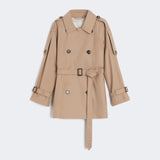 Short double-breasted trench coat in water-repellent cotton twill