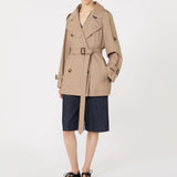 Short double-breasted trench coat in water-repellent cotton twill