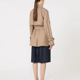 Short double-breasted trench coat in water-repellent cotton twill