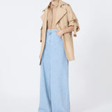 Double-breasted water-repellent gabardine trench coat