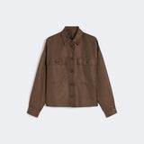 Cropped shirt in water-repellent twill
