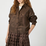 Cropped shirt in water-repellent twill