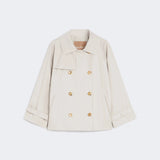 Short trench coat in water-repellent cotton twill