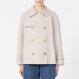 Short trench coat in water-repellent cotton twill