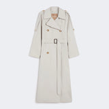 Long double-breasted trench coat in water-repellent cotton twill