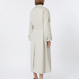 Long double-breasted trench coat in water-repellent cotton twill