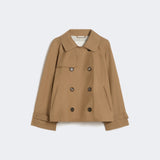 Short water-repellent twill trench coat