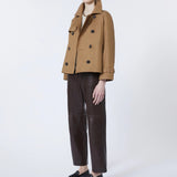 Short water-repellent twill trench coat