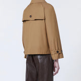 Short water-repellent twill trench coat