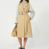 Reversible trench coat in water-repellent gabardine
