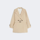 Short trench coat in water-repellent fabric