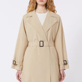 Short trench coat in water-repellent fabric