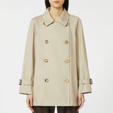Water-repellent twill cropped trench coat