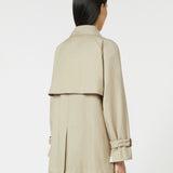 Water-repellent twill cropped trench coat