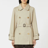 Water-repellent twill cropped trench coat