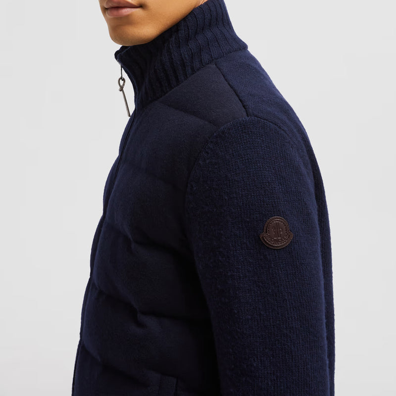 Wool & Cashmere Padded Zip-Up Cardigan