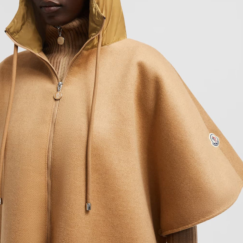 Hooded Wool Down Cape