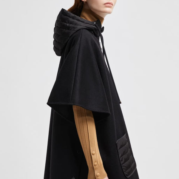 Hooded Wool Down Cape