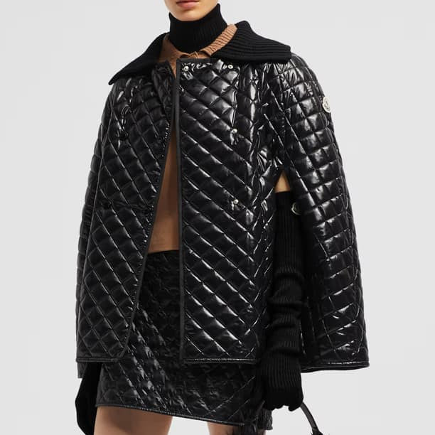 Diamond-Quilted Down Cape