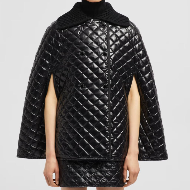 Diamond-Quilted Down Cape