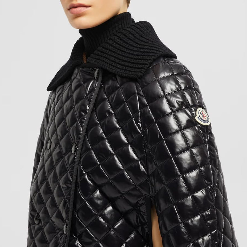 Diamond-Quilted Down Cape