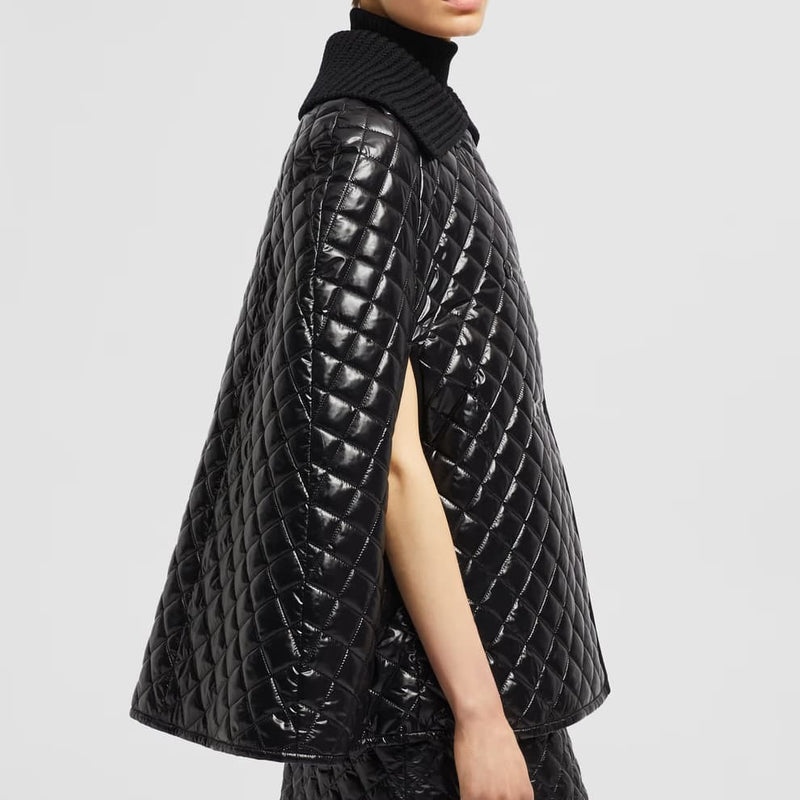 Diamond-Quilted Down Cape