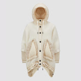 Wool, Alpaca & Mohair Padded Hooded Shearling Cape