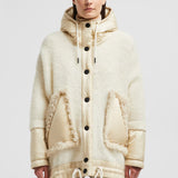 Wool, Alpaca & Mohair Padded Hooded Shearling Cape