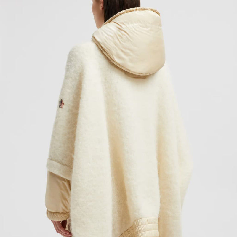 Wool, Alpaca & Mohair Padded Hooded Shearling Cape