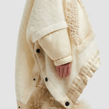 Wool, Alpaca & Mohair Padded Hooded Shearling Cape