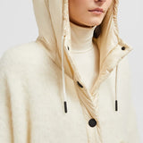 Wool, Alpaca & Mohair Padded Hooded Shearling Cape