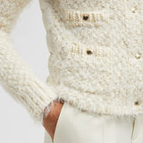 Padded Wool Blend Cardigan