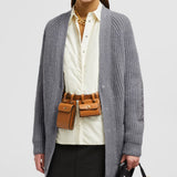 Padded Wool Long Cardigan