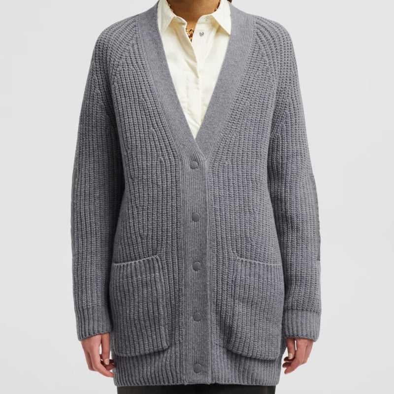 Padded Wool Long Cardigan