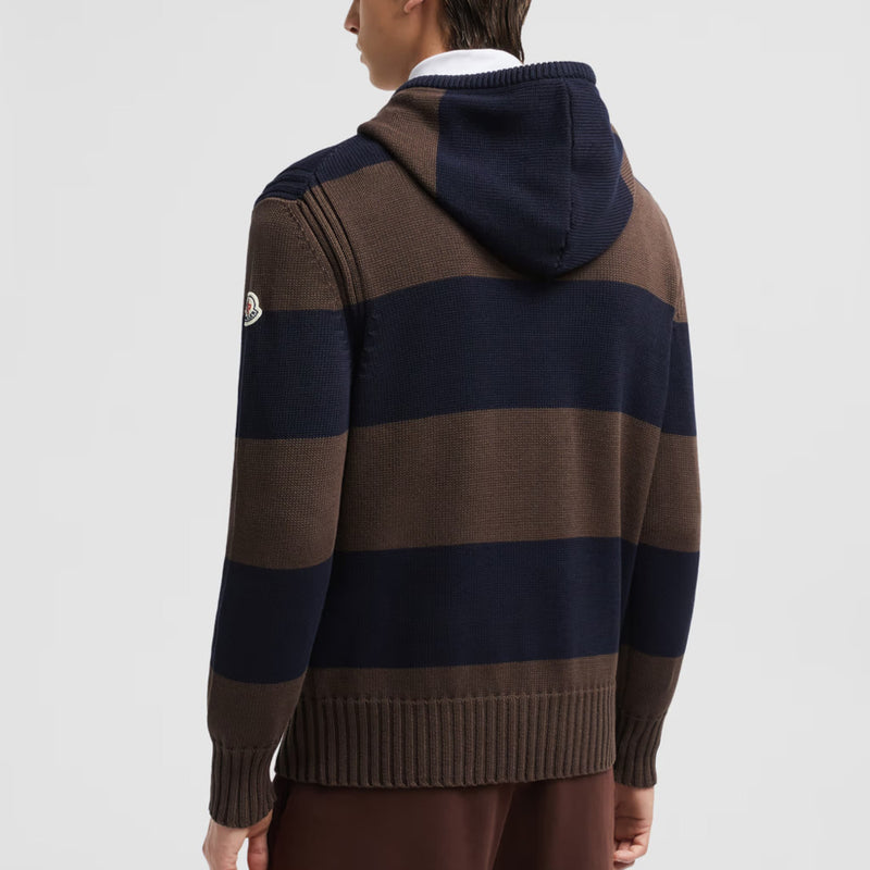 Striped Knit Cotton Hoodie