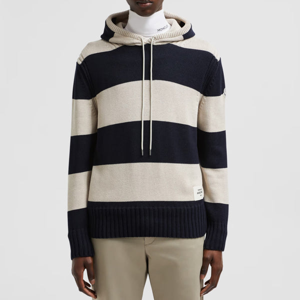 Striped Knit Cotton Hoodie