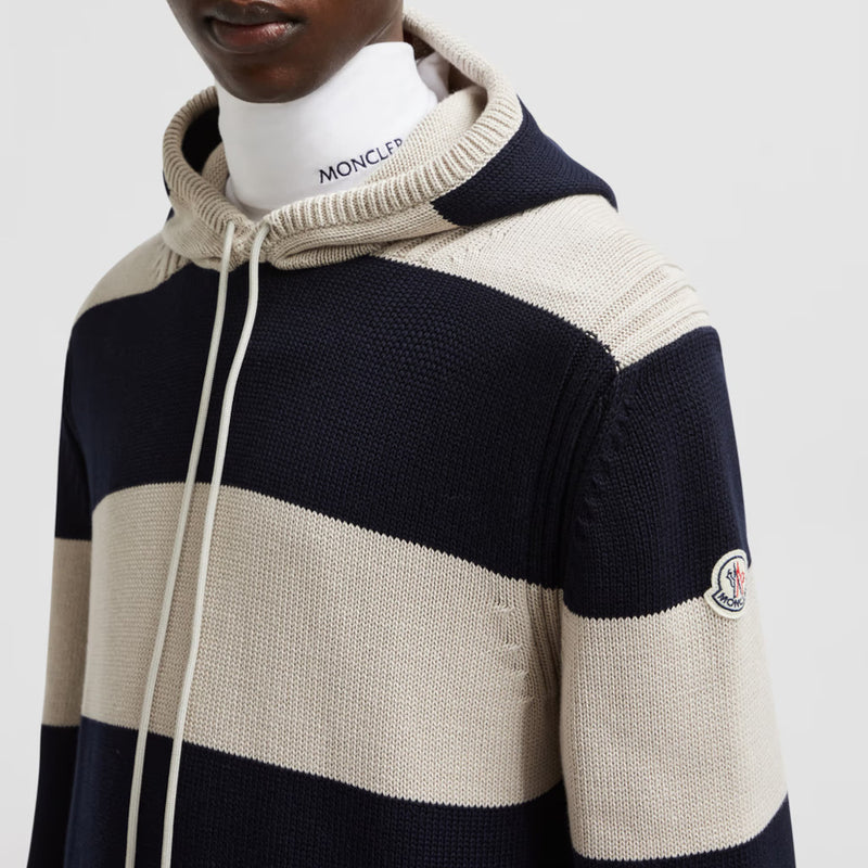 Striped Knit Cotton Hoodie