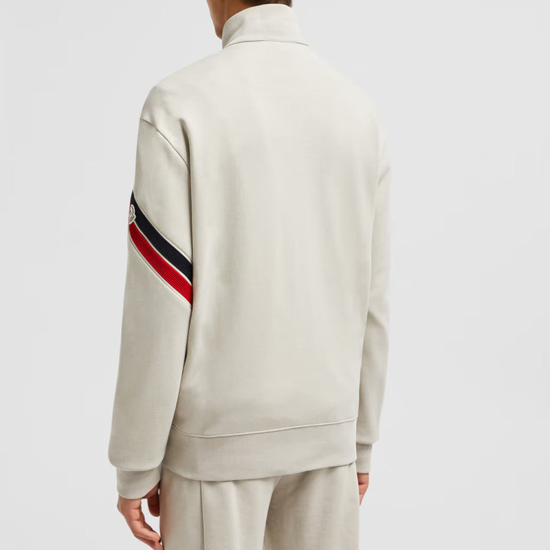 Tricolour Accent Cotton Zip-Up Sweatshirt