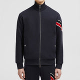 Tricolour Accent Cotton Zip-Up Sweatshirt