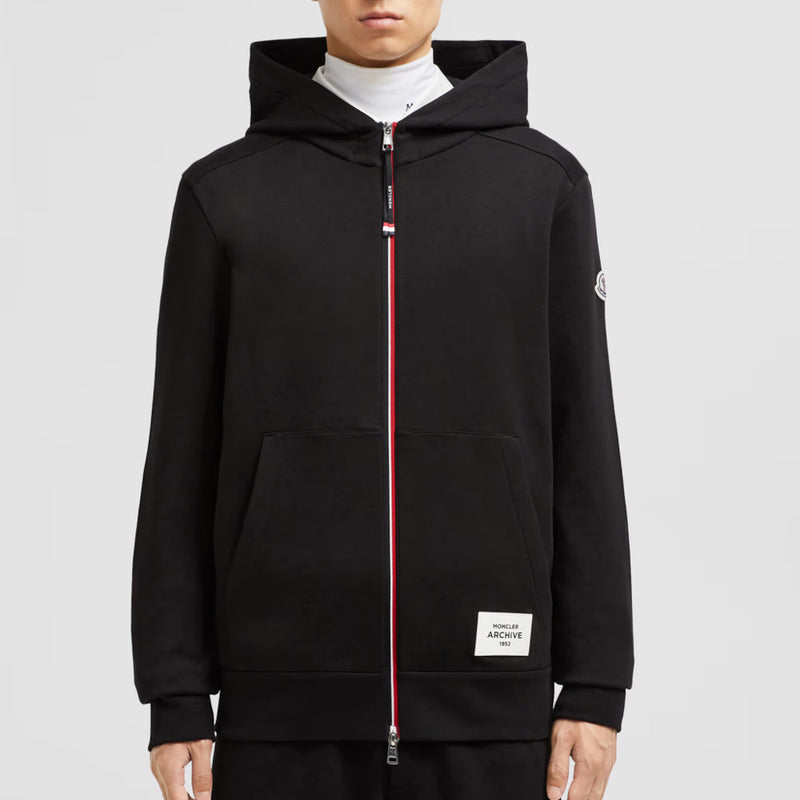 Tricolour-Trimmed Zip-Up Cotton Hoodie