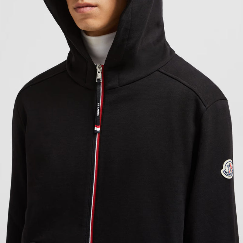 Tricolour-Trimmed Zip-Up Cotton Hoodie