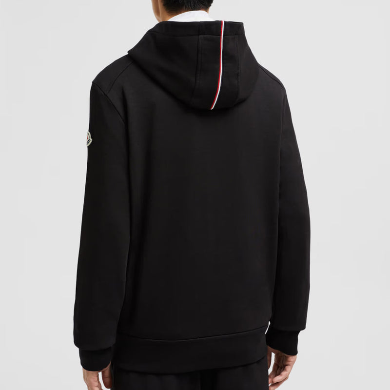 Tricolour-Trimmed Zip-Up Cotton Hoodie