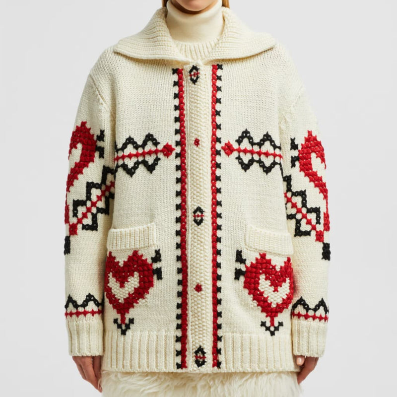 Embroidered Wool Blend Cardigan