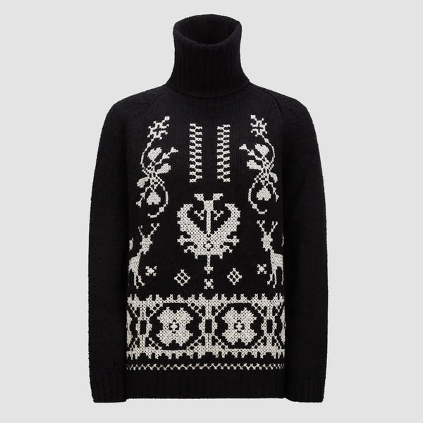 Hand-Embroidered Alpaca & Wool Polo Neck Jumper