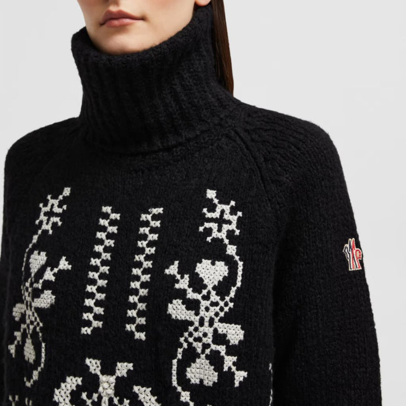 Hand-Embroidered Alpaca & Wool Polo Neck Jumper